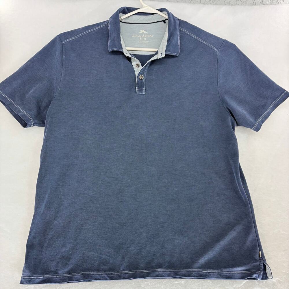 Tommy Bahama Navy Blue Tencel Polo Shirt XL 🌺